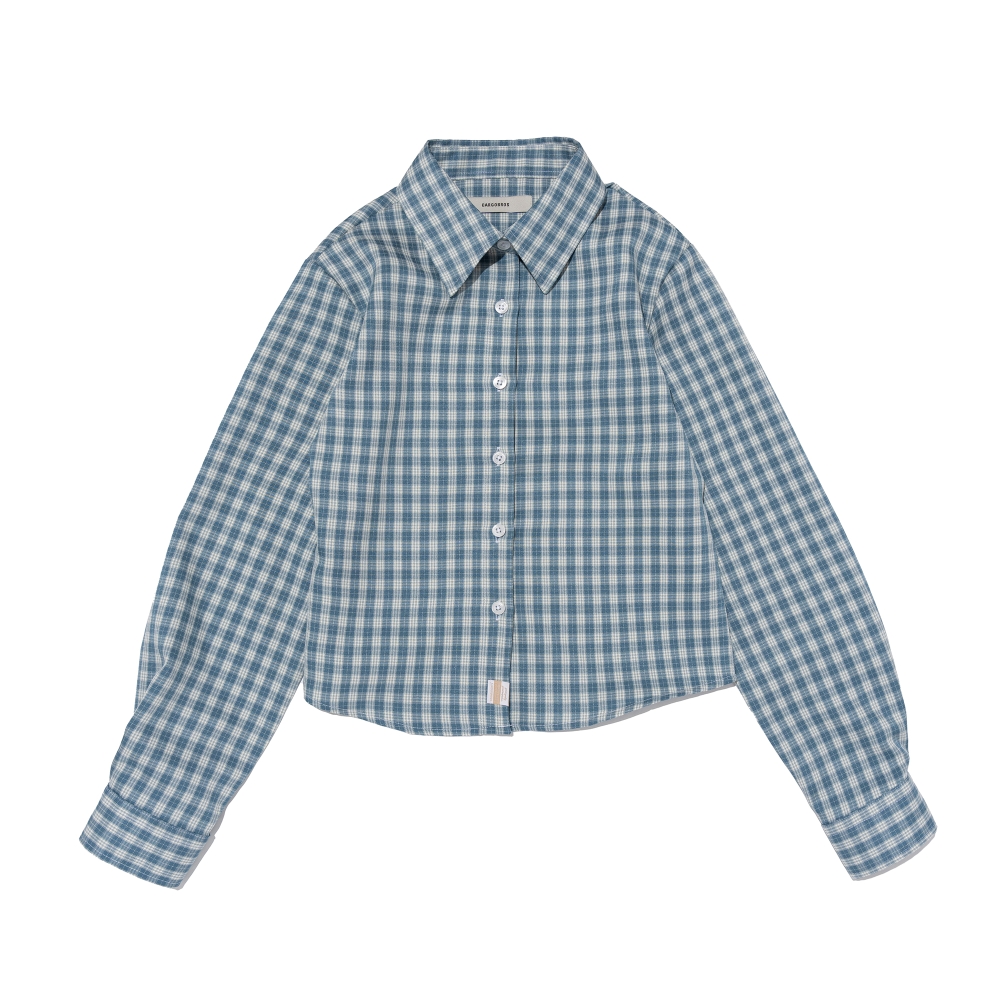 CARGOBROS FOR WOMAN Mare Crop Check Shirt (Blue)