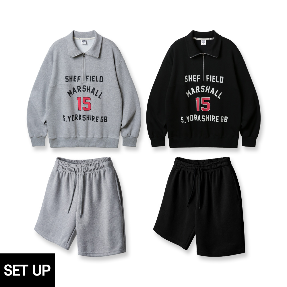 ALVINCLO [SET] ALVINCLO MARSHALL HAIF ZIP-UP SWEATSHIRT COTTON BANDING SWEAT HALF PANTS SEP-UP