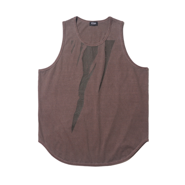 CARGOBROS ROUND OVERFIT SLEEVELESS SHIRT (BROWN)