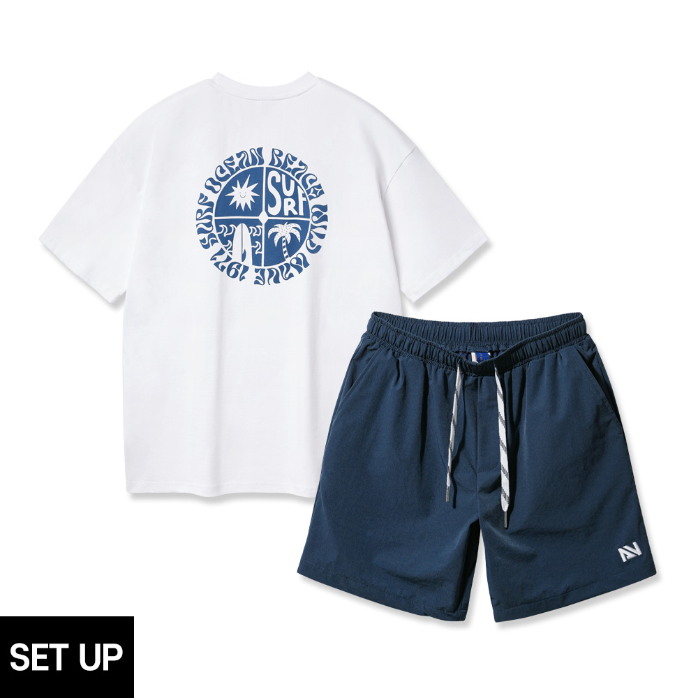 ALVINCLO [SET] ALVINCLO 1971 SURF OVER FIT T-SHIRT STRING POINT HALF SHORTS SET UP