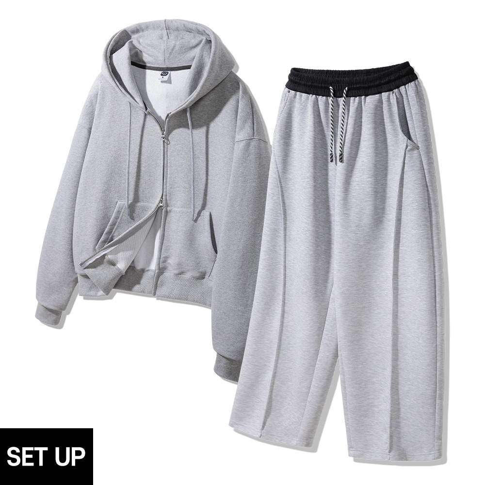 ALVINCLO [SET] ALVINCLO BASIC CROP ZIP UP STRING BANDING POINT PANTS SET UP