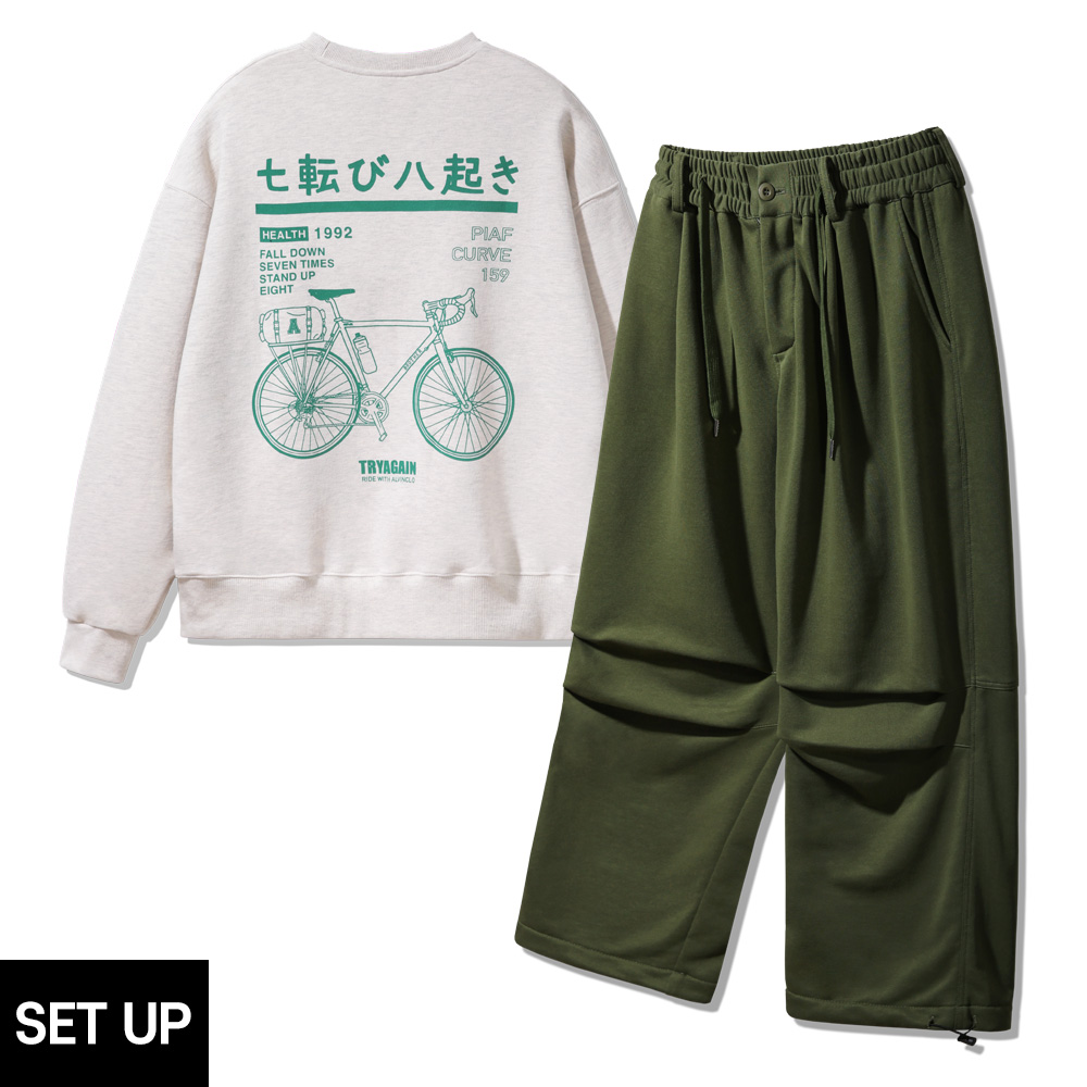 ALVINCLO [SET[ ALVINCLO BICYCLE SWEATSHIRT BALLOON SWEAT PANTS SET UP