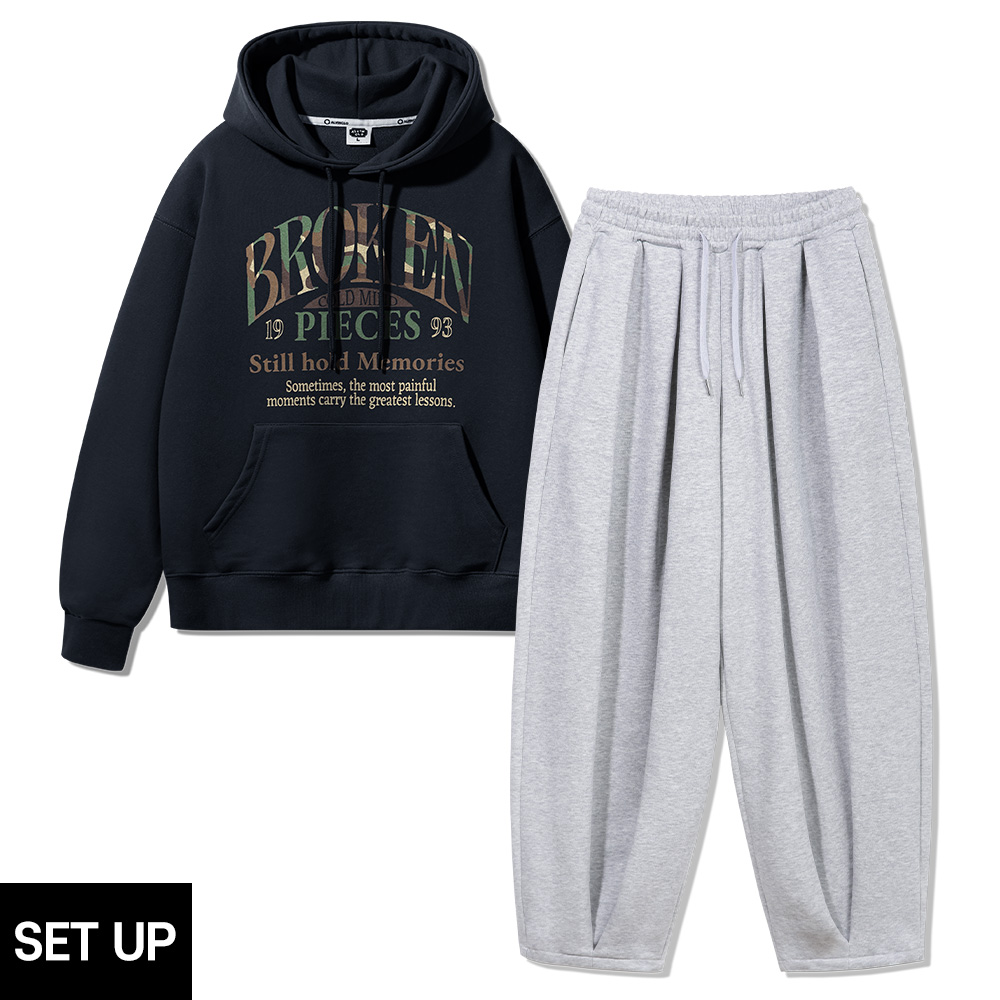 ALVINCLO [SET] ALVINCLO BROKEN CAMO HOODIE WIDE BALLOON WIDE PANTS SETUP