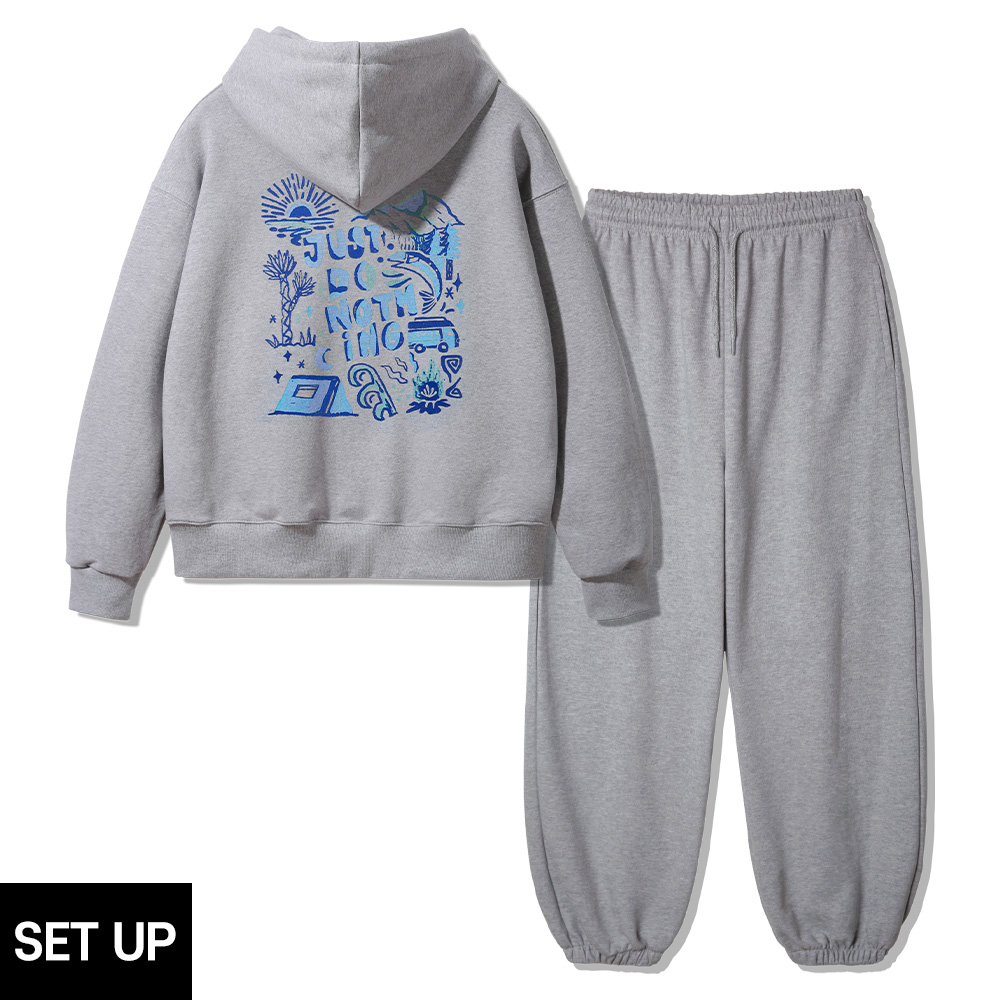 ALVINCLO [SET] ALVINCLO JUST DO NOTHING HOODIE WIDE JOGGER PANTS SETUP
