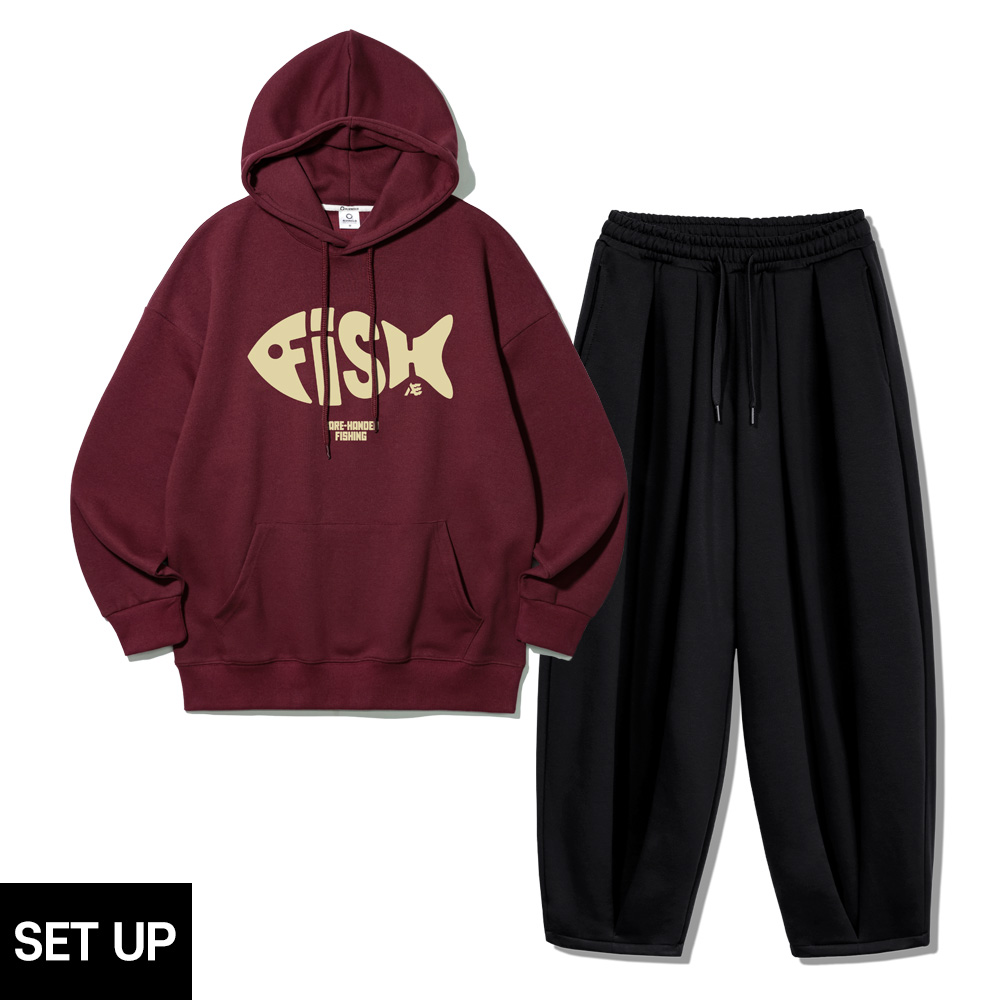 ALVINCLO [SET] ALVINCLO FISH HOODIE BALLOON WIDE PANTS SETUP