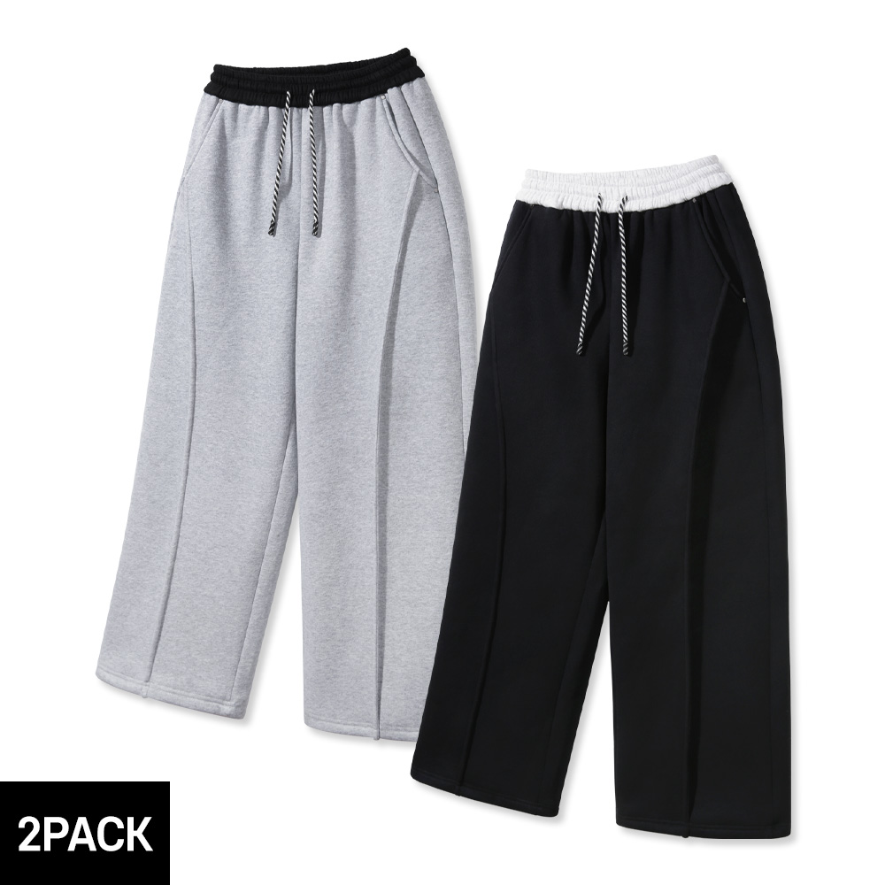 [2PACK][기모] 앨빈클로 스트링 포인트 밴딩 컬러 피치 기모 스웨트 팬츠 2종 패키지 [2PACK][NAPPING ...