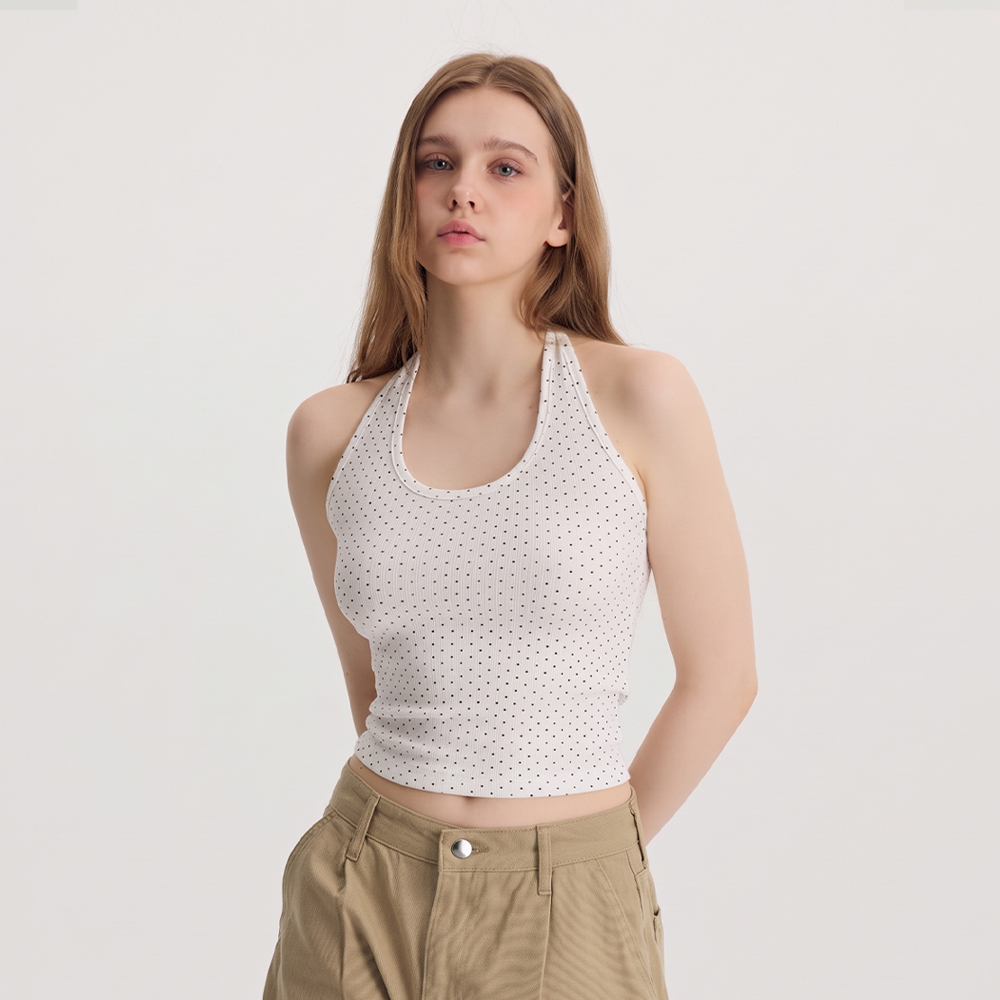 CARGOBROS FOR WOMAN Dot Halterneck Sleeveless Top (White)
