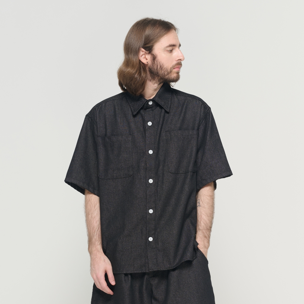 CARGOBROS WASHED NON-FADE HALF SHIRT (BLACK)
