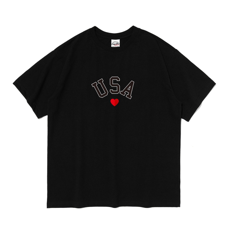 CARGOBROS FOR WOMAN USA MINI HEART GRAPHIC SHORT SLEEVE-T (BLACK)